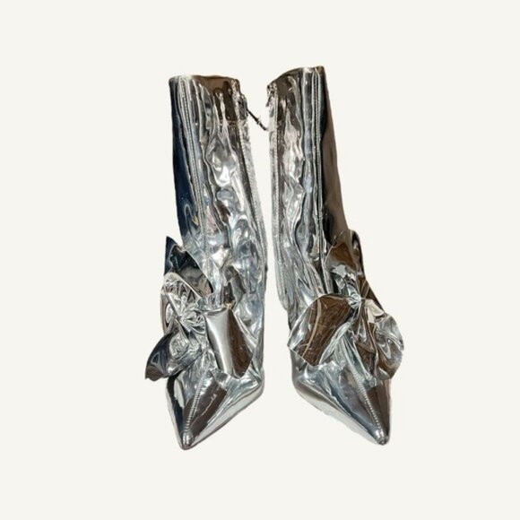 🌻NEW w/tags Sam Edelman Esmae Silver Stiletto Ankle Bootie Size 8.5 - Picture 8 of 11